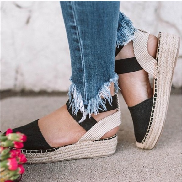 Criss Cross Espadrille Wedges. - Picture 2 of 5